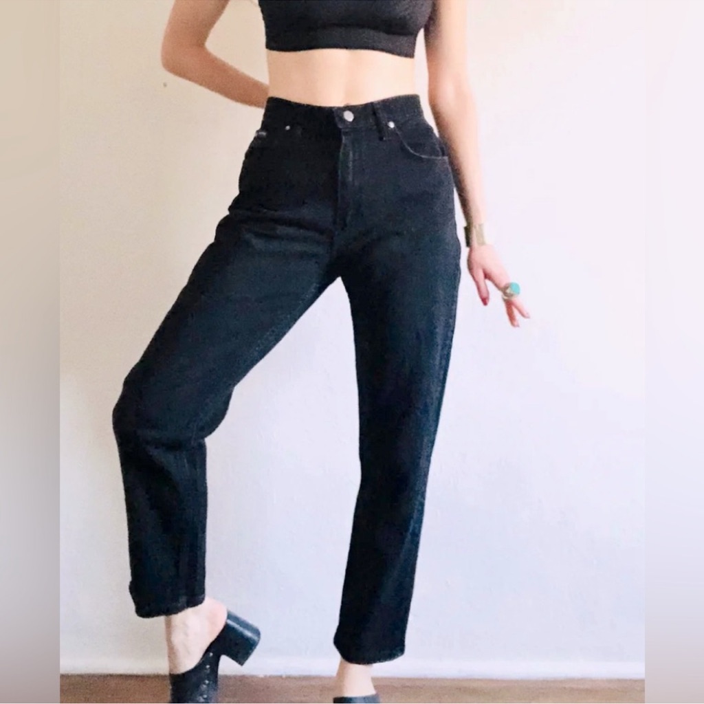 Vintage Rider Faded Black Highrise Straight Leg Jeans Size 8p